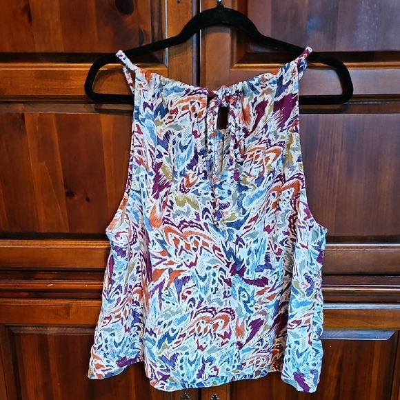 Nicole Miller Multicolor Tank Top, Tie In Back, Sz L - Picture 3 of 5